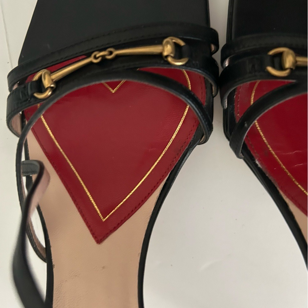 Gucci Victoria Classic Strappy Horsebit Black Leather Sandals Heels Shoes - 37 - Picture 8 of 14